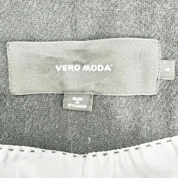 Vera Moda Rain Jacket Womens Size M Black Wool Belted Knee Length Hooded Outdoor - Picture 6 of 6